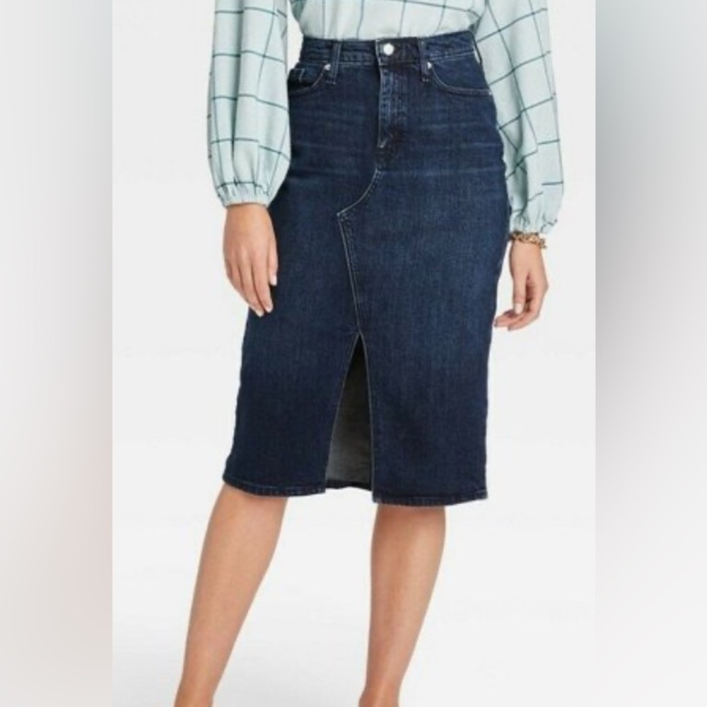 a new day Dark Blue Denim Pencil Skirt